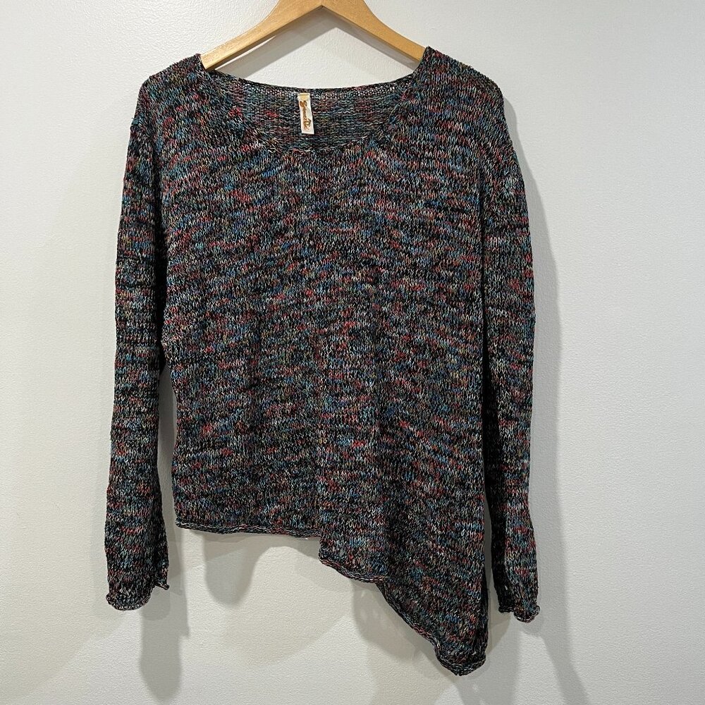 Shoreline Multi Color Asymmetrical Hem Sweater Size L/XL
